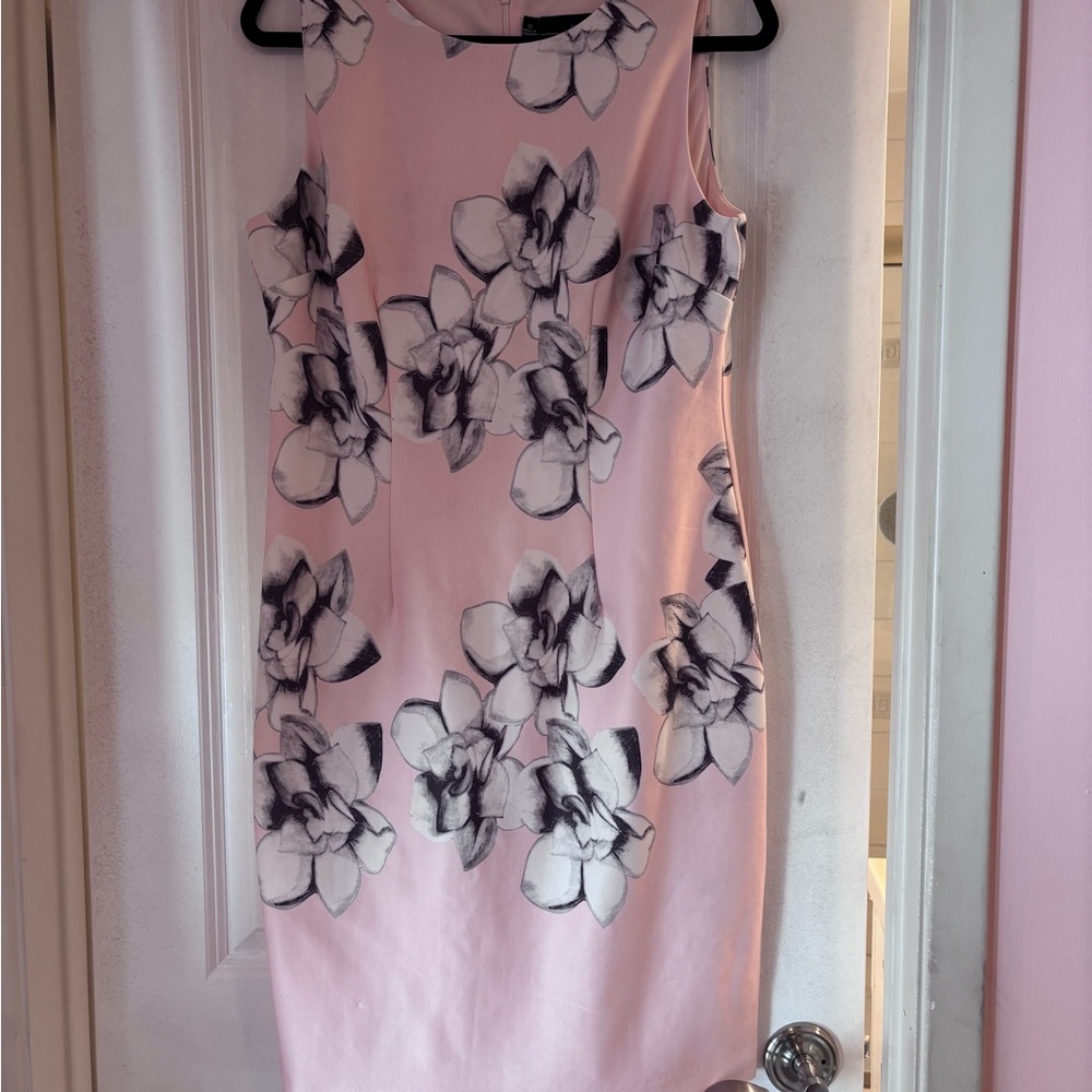Chetta B Blush and Charcoal Floral Midi Dress